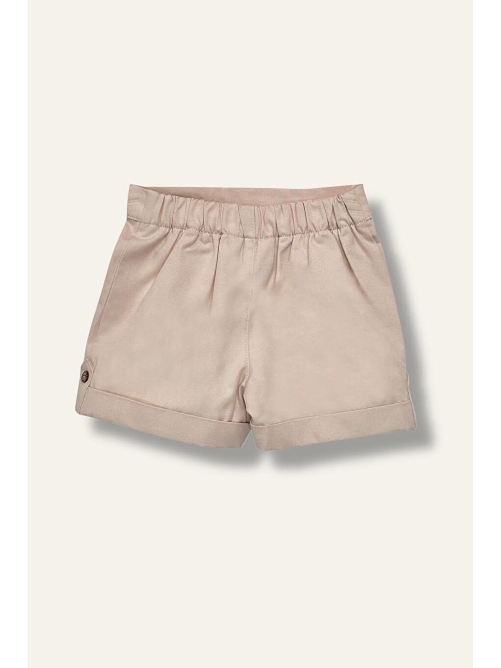 Bej Erkek Bebek Cep Detaylı Gabardin Şort - Taş Rengi-1