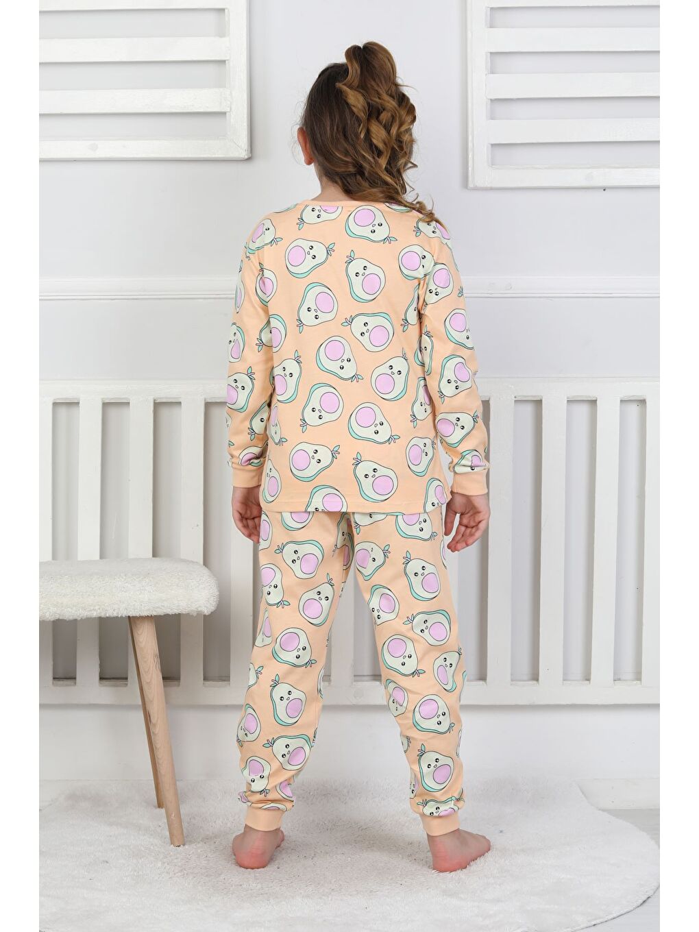 Pembe Cute Avocado Desenli Kız Çocuk Pijama Takımı-7