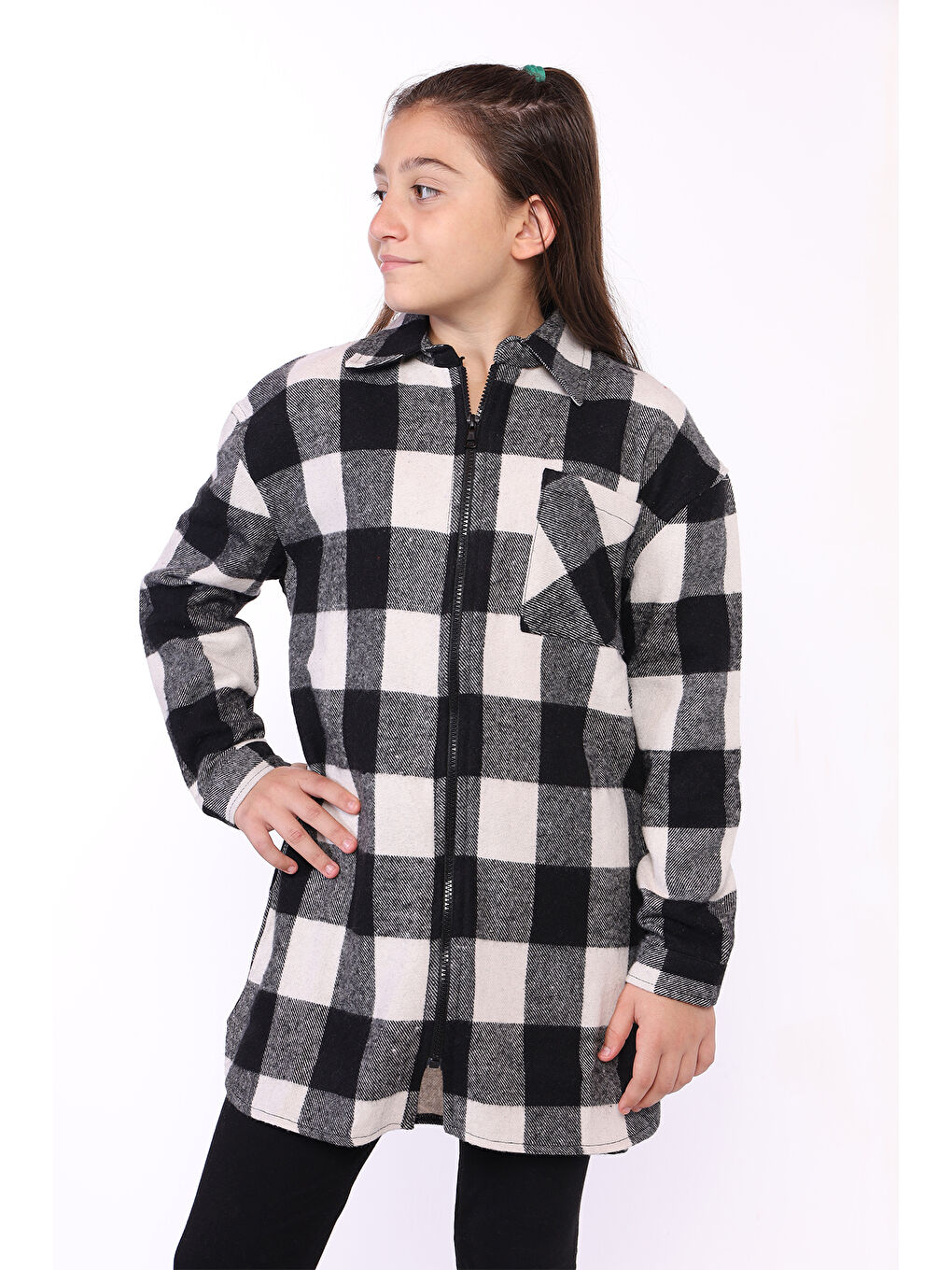 Siyah Kız Çocuk Oduncu Gömlek-1