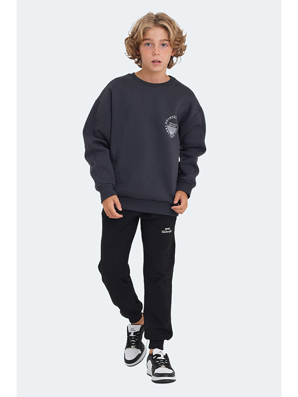 SLAZENGER LONE Unisex Çocuk Sweatshirt Koyu Gri - 6