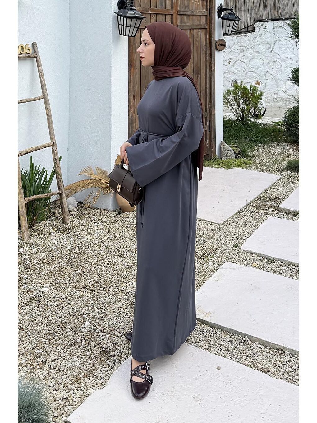 İki İplik Elbise Antrasit-5