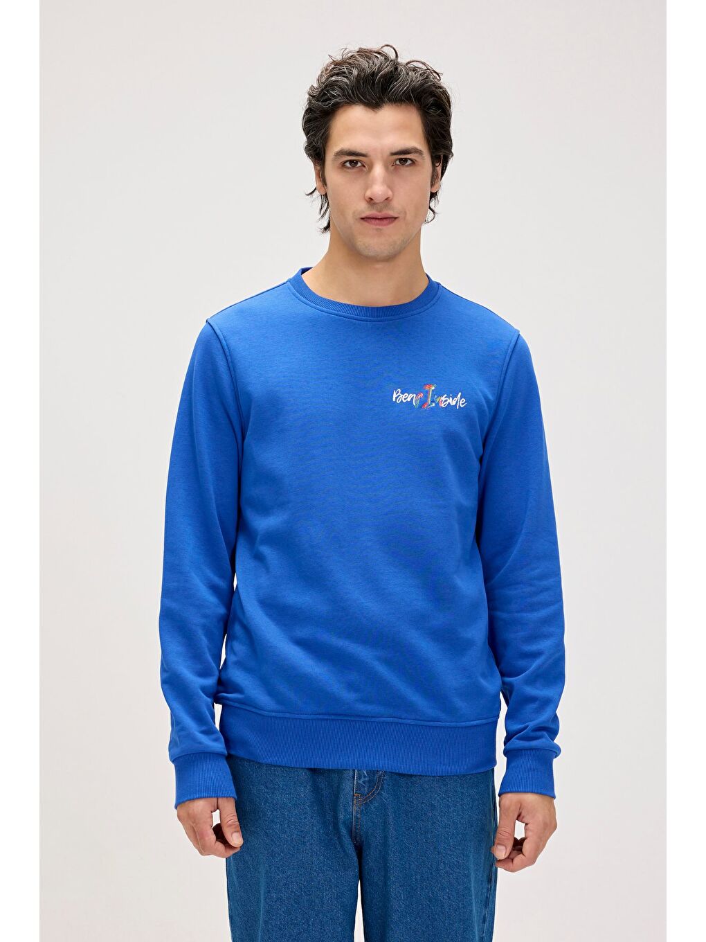 Bad Bear Saks Splashy Saks Mavisi Erkek Baskılı Sweatshirt