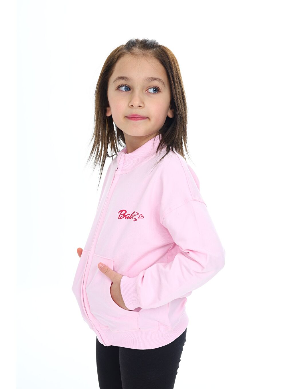 Pembe Kız Çocuk Baskılı Hırka-2