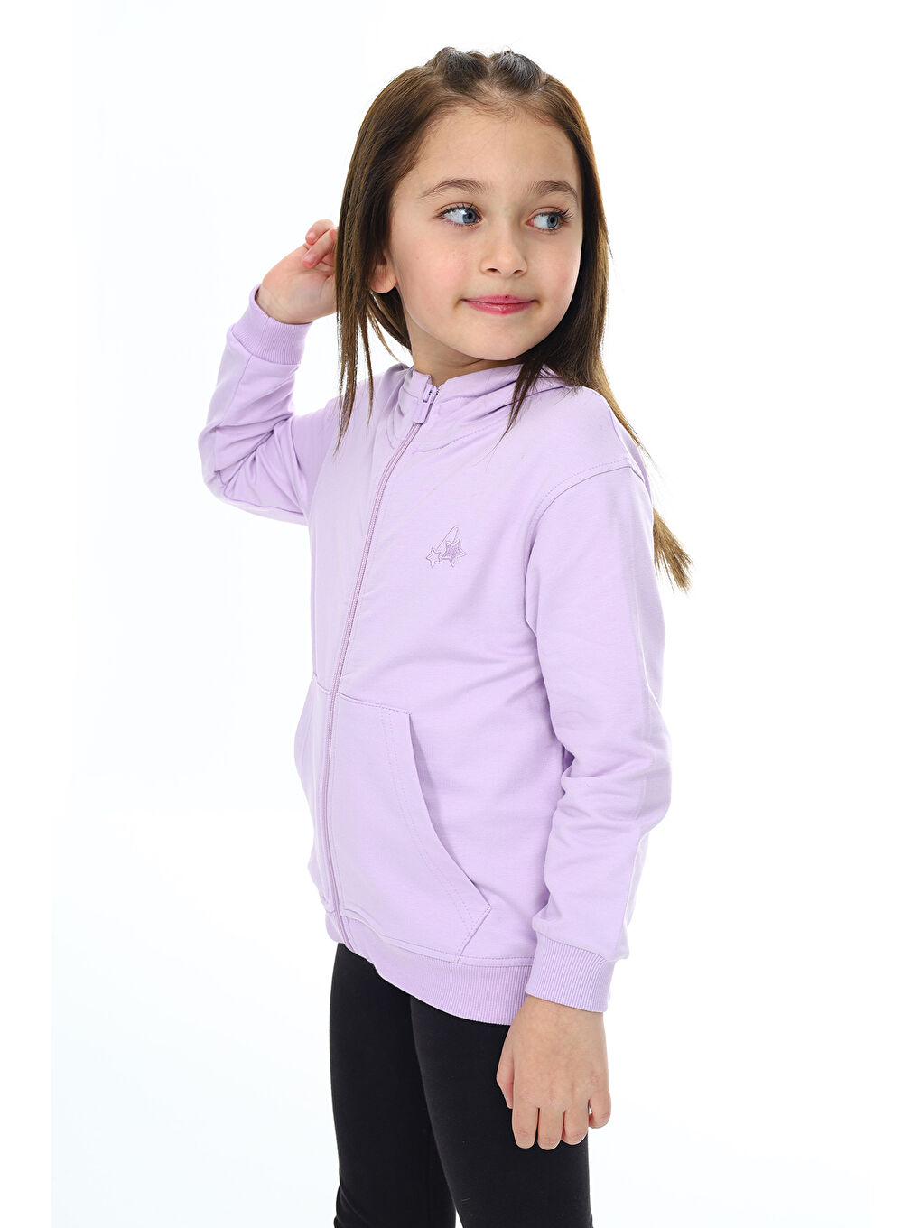 Lila Kız Çocuk Nakışlı Hırka-3