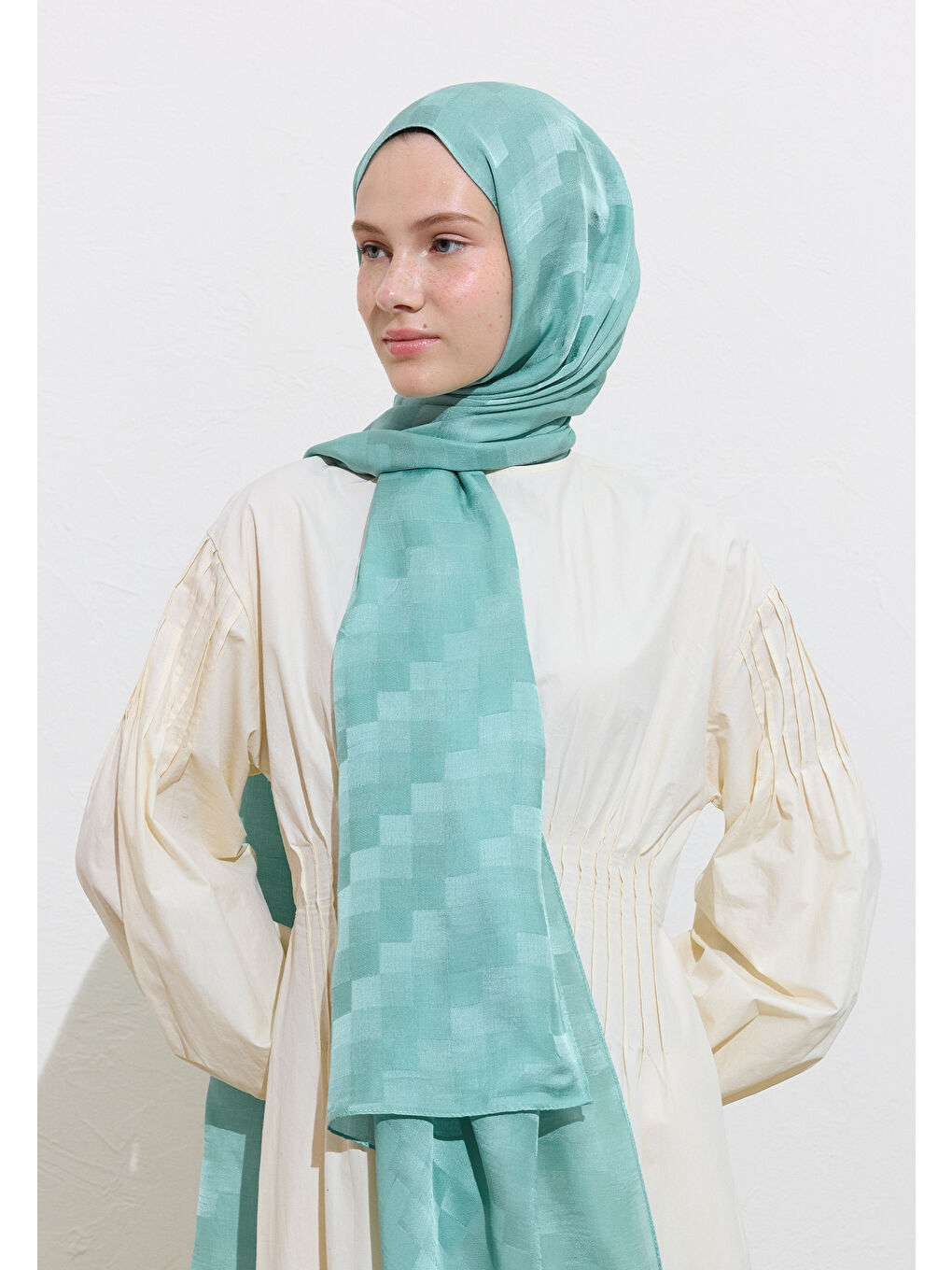 Mavi Nori İpeksi Jakar Şal Deniz Köpüğü-1