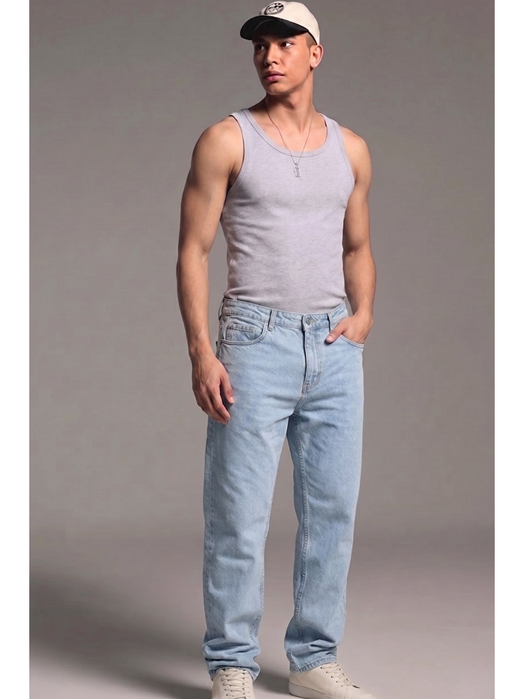 Erkek Relaxed Fit  5 Cepli Buz Mavi Jean Pantolon