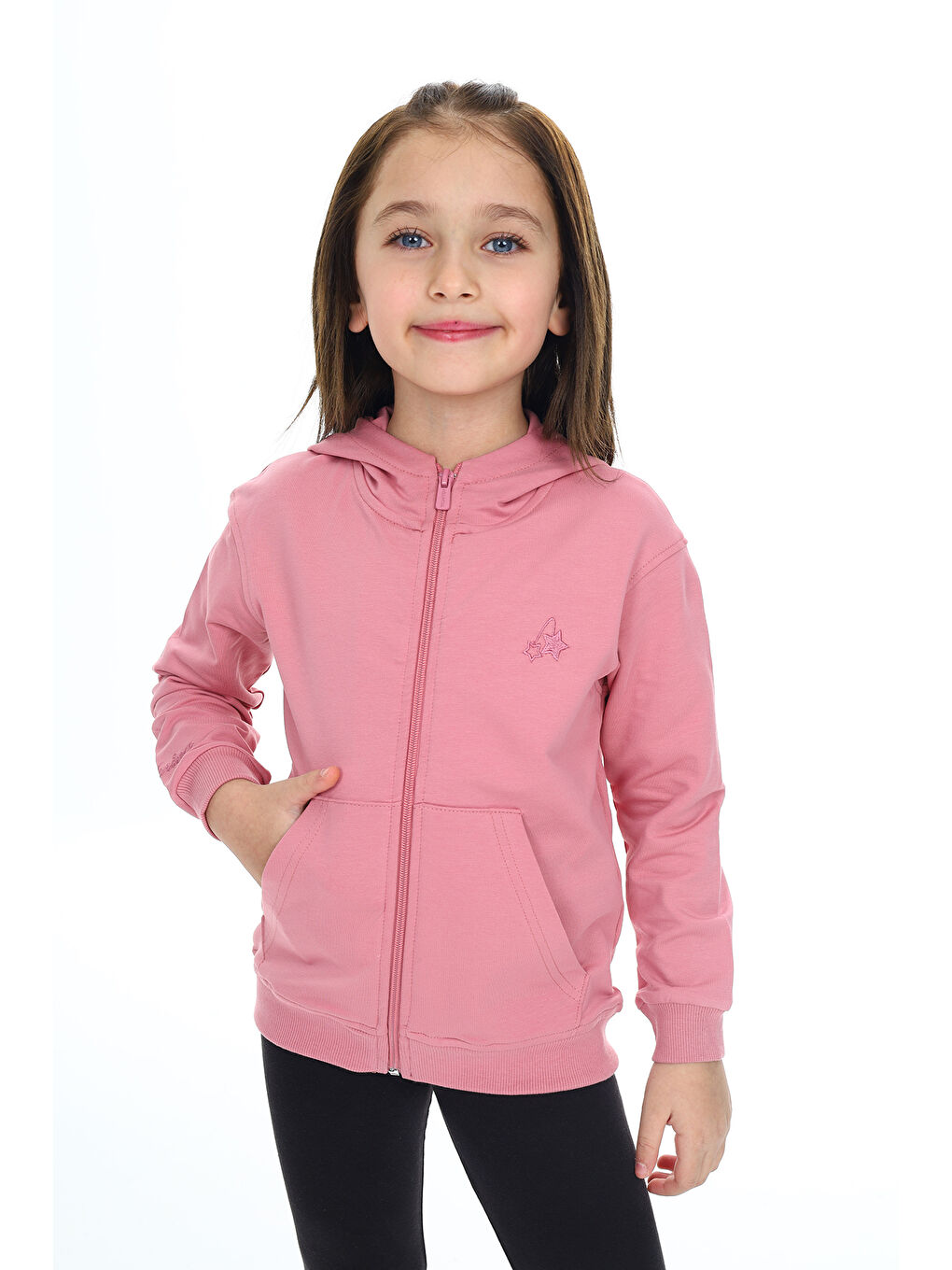 Pembe Kız Çocuk Nakışlı Hırka-1