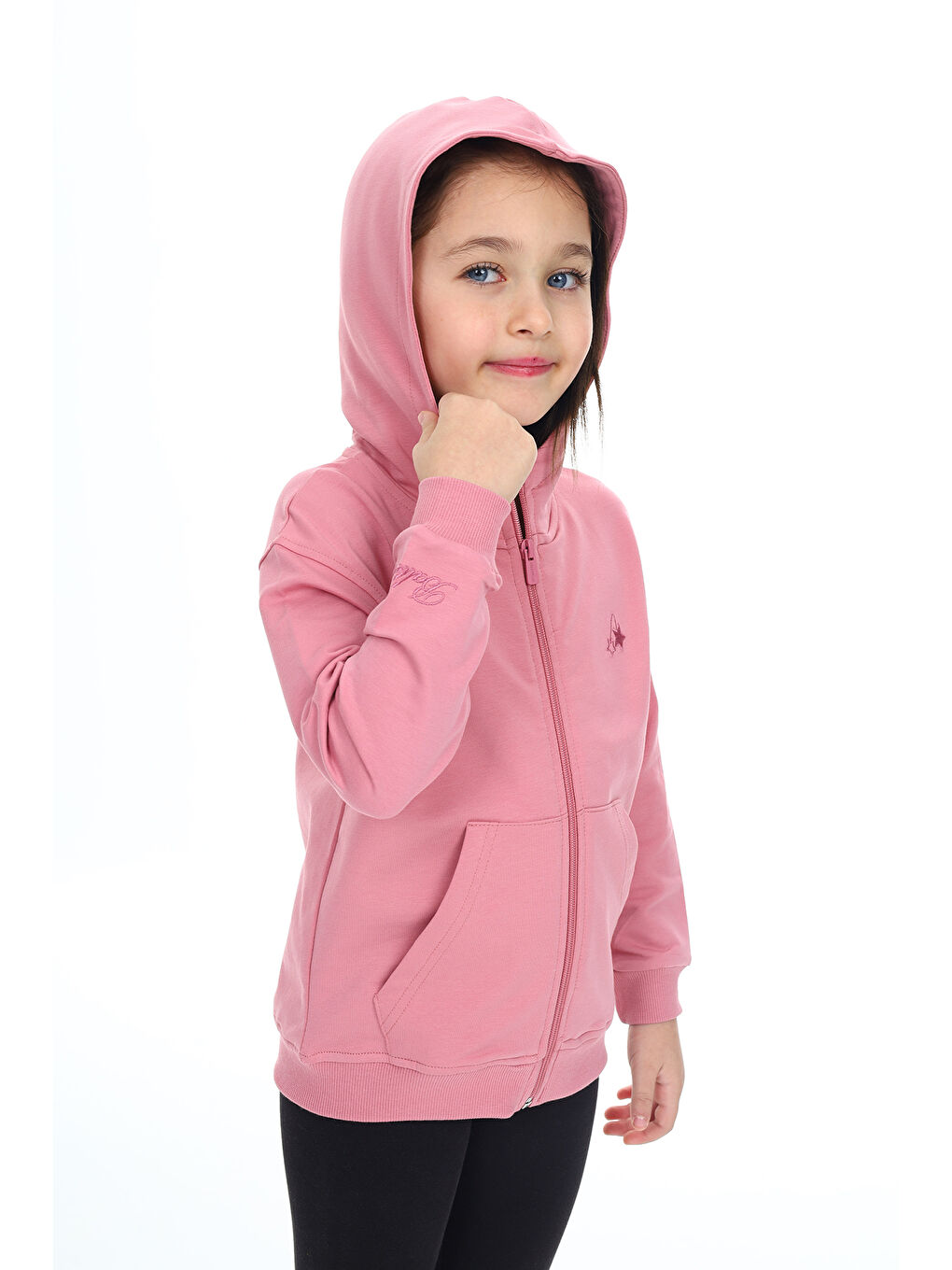 Pembe Kız Çocuk Nakışlı Hırka-4