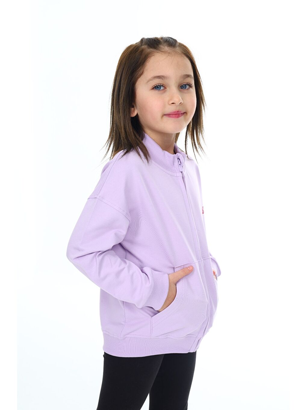 Lila Kız Çocuk Baskılı Hırka-3