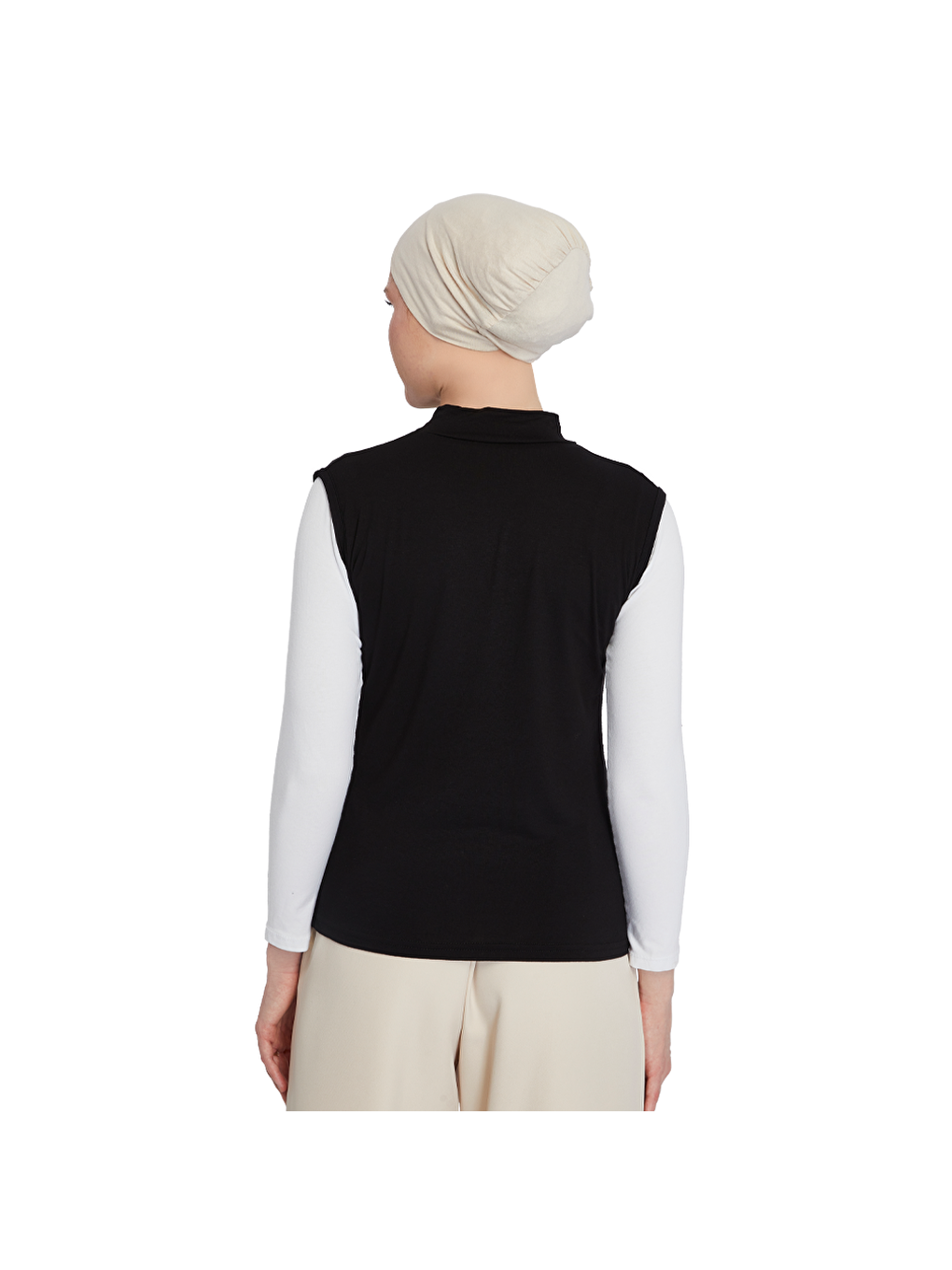 Siyah Organik Kolsuz Balıkçı Yaka Elastanlı Kadın Sıfır Kol Body-3