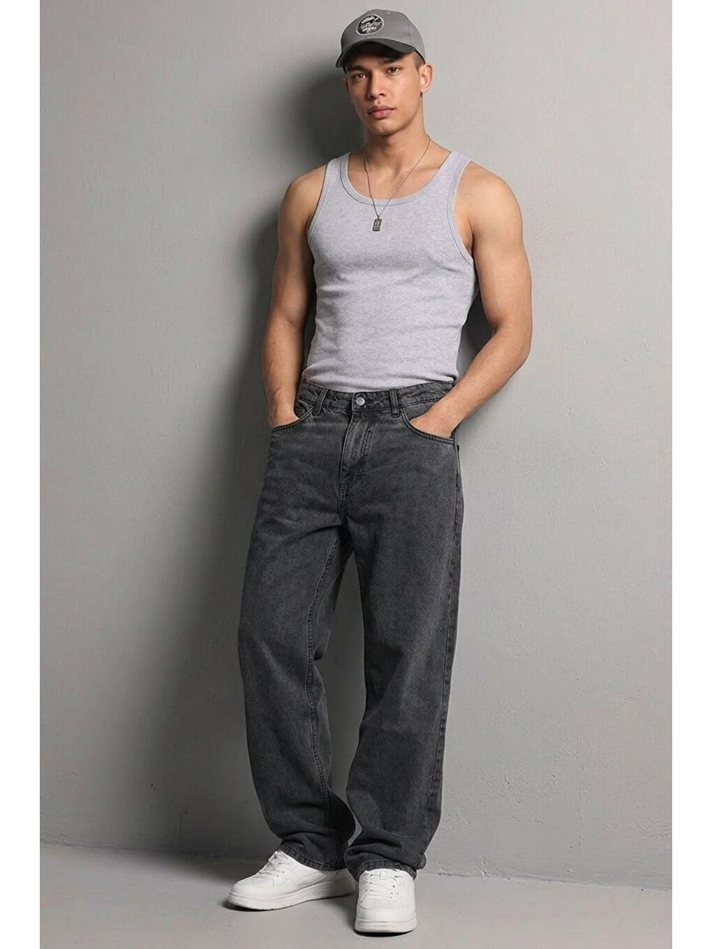 Erkek Relaxed Fit  5 Cepli Antrasit Jean Pantolon-1