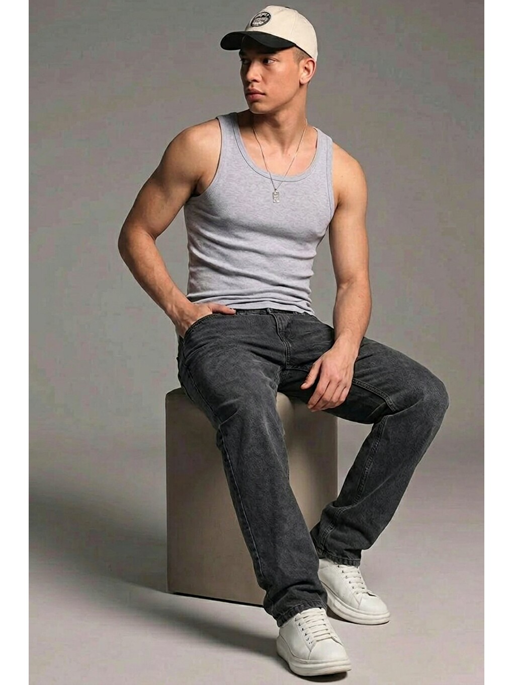 Erkek Relaxed Fit  5 Cepli Antrasit Jean Pantolon-2