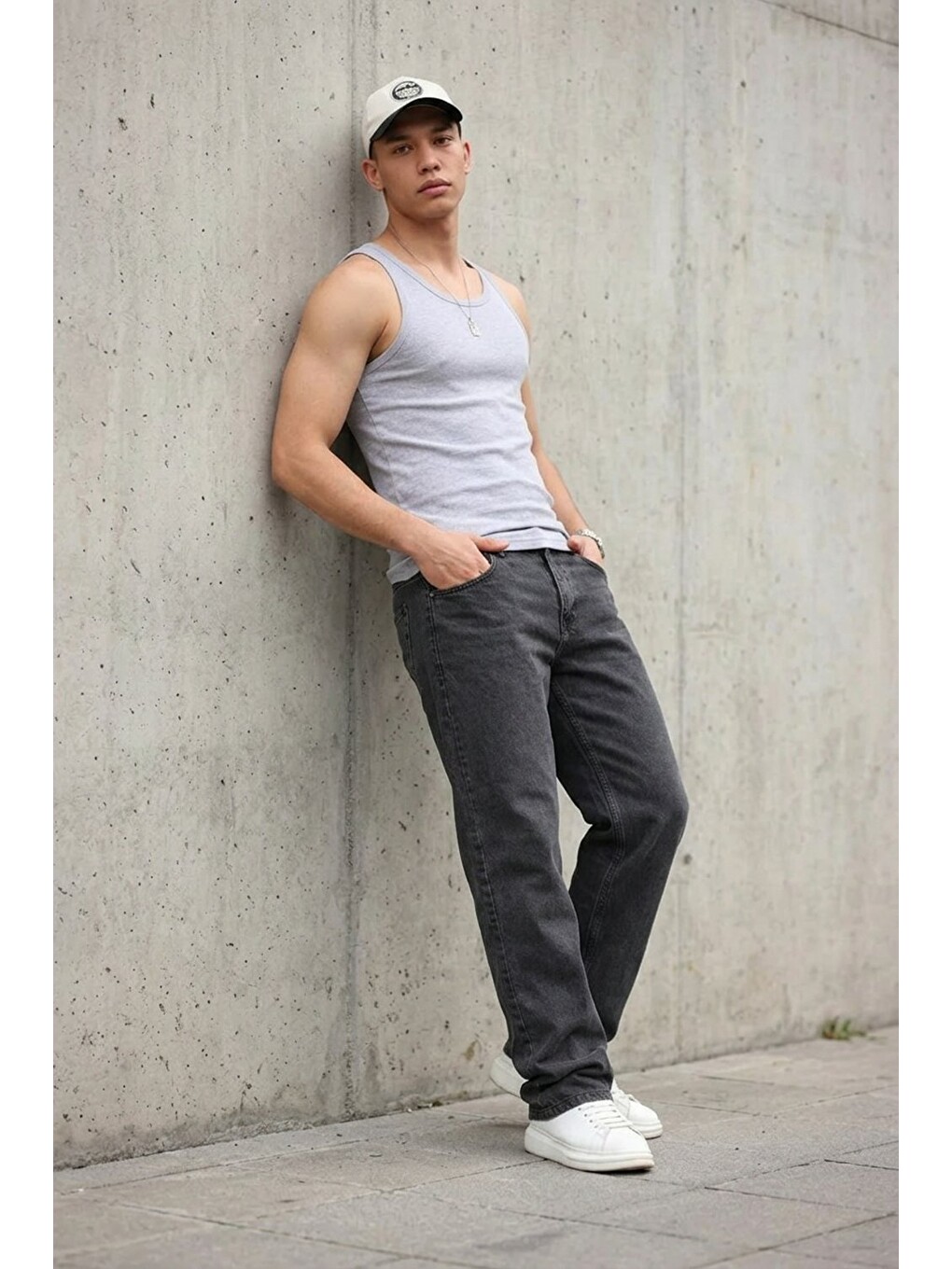 Erkek Relaxed Fit  5 Cepli Antrasit Jean Pantolon-3