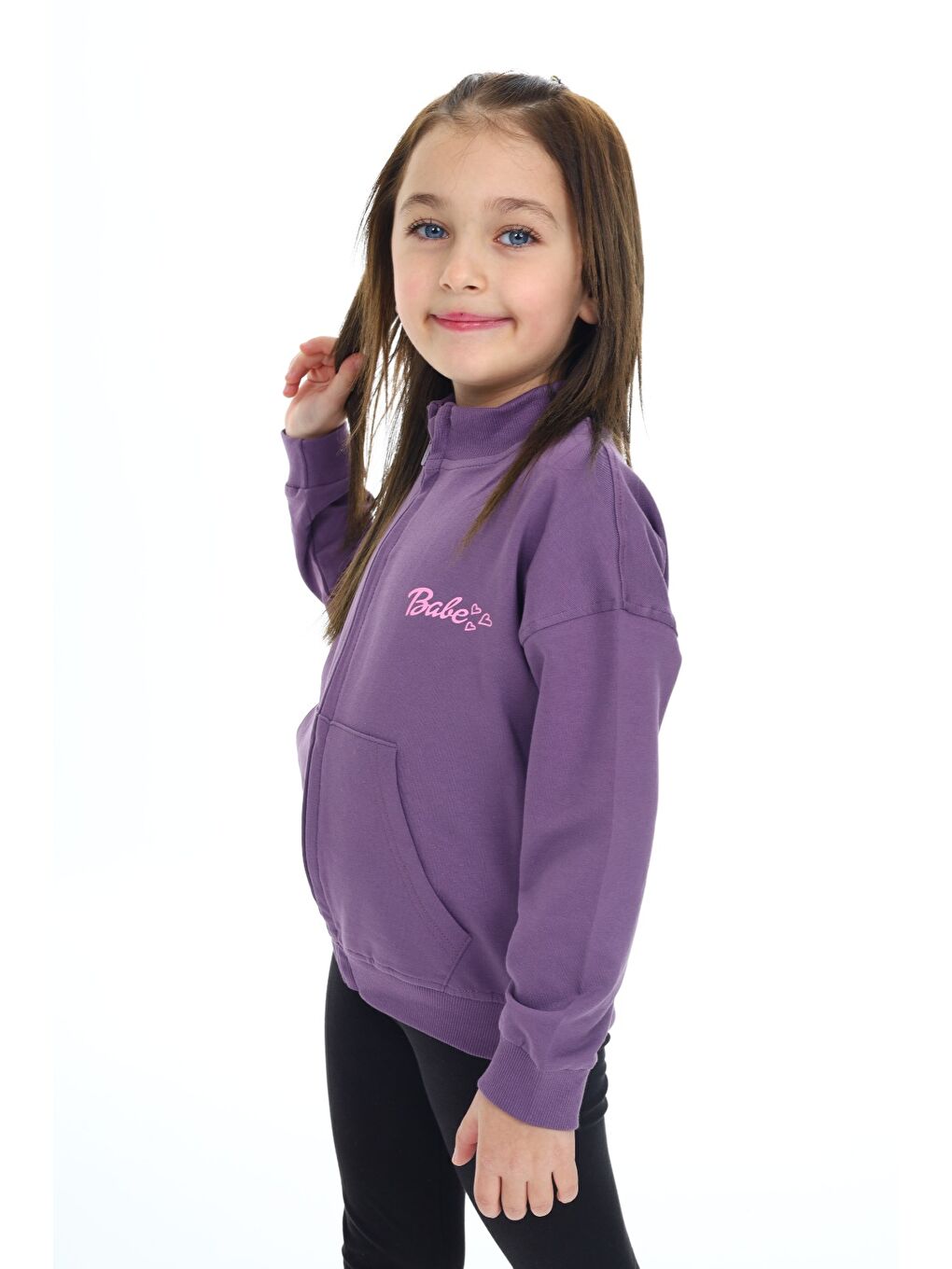 Mor Kız Çocuk Baskılı Hırka-2