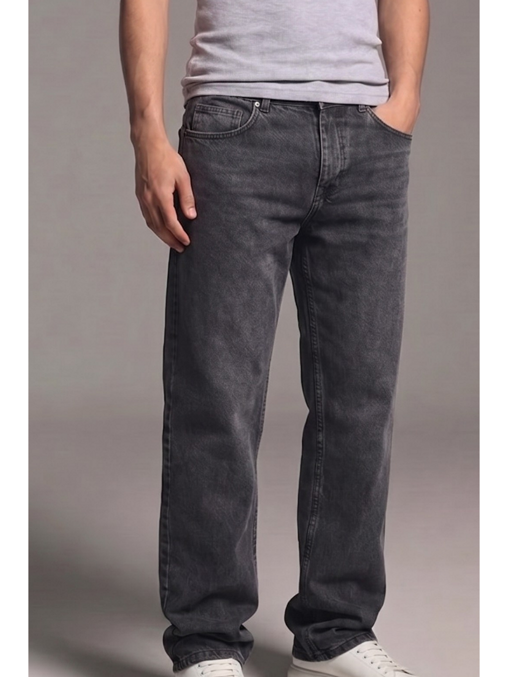 Erkek Relaxed Fit  5 Cepli Antrasit Jean Pantolon-4