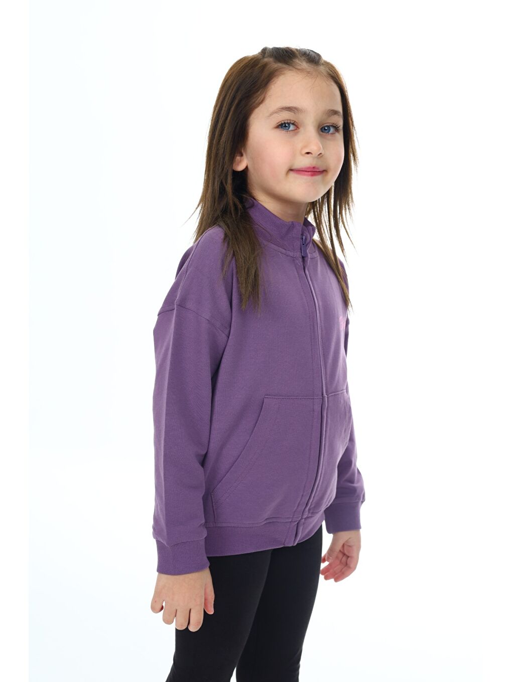 Mor Kız Çocuk Baskılı Hırka-3