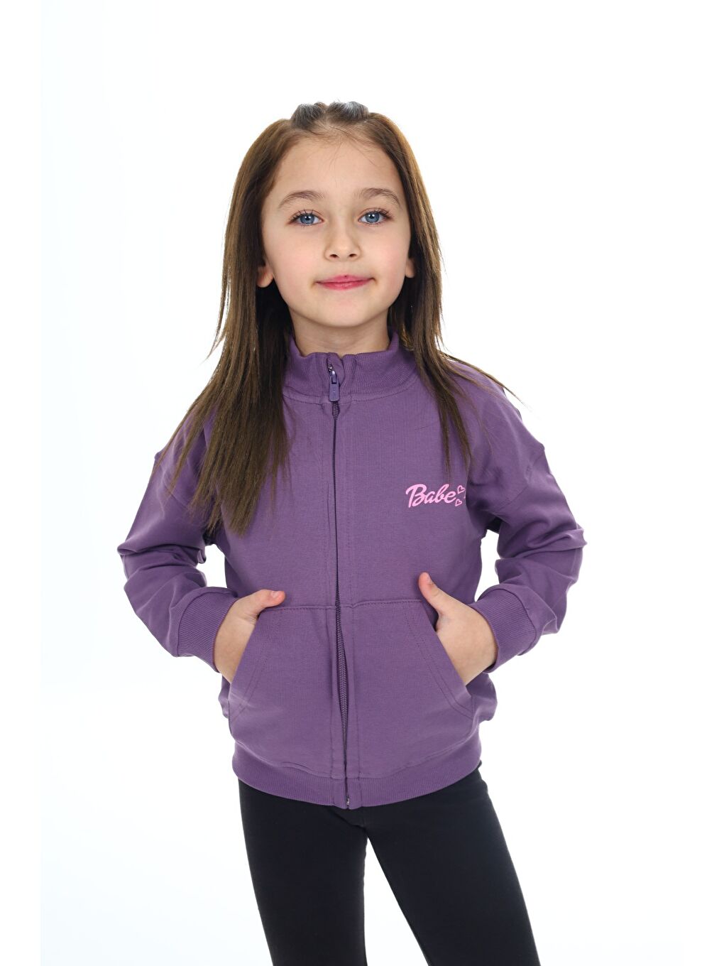 Mor Kız Çocuk Baskılı Hırka-5