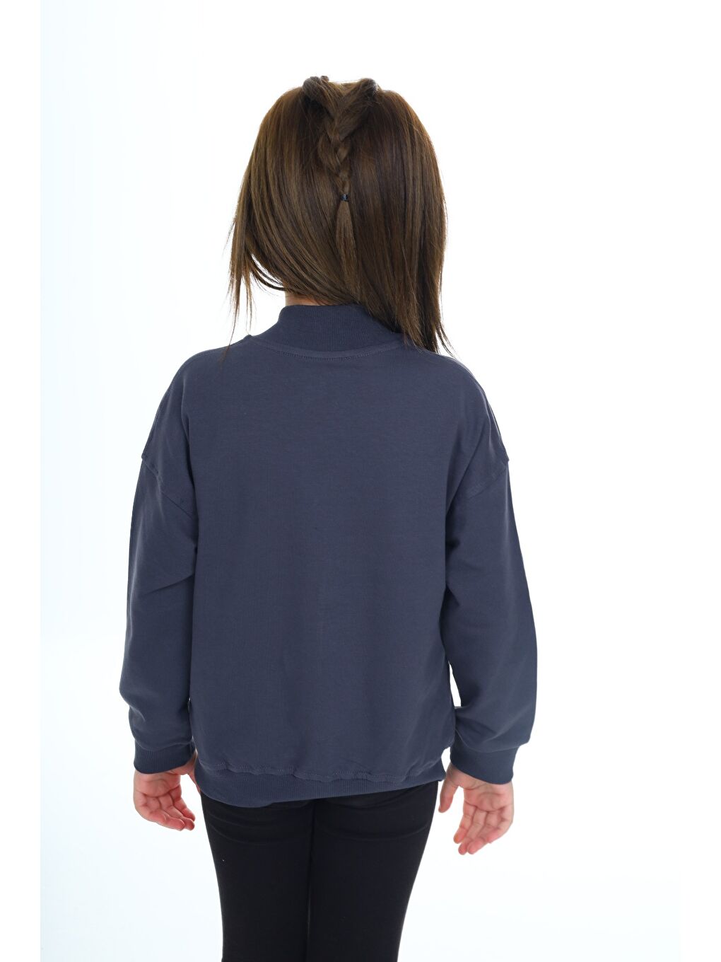 Antrasit Kız Çocuk Baskılı Hırka-4