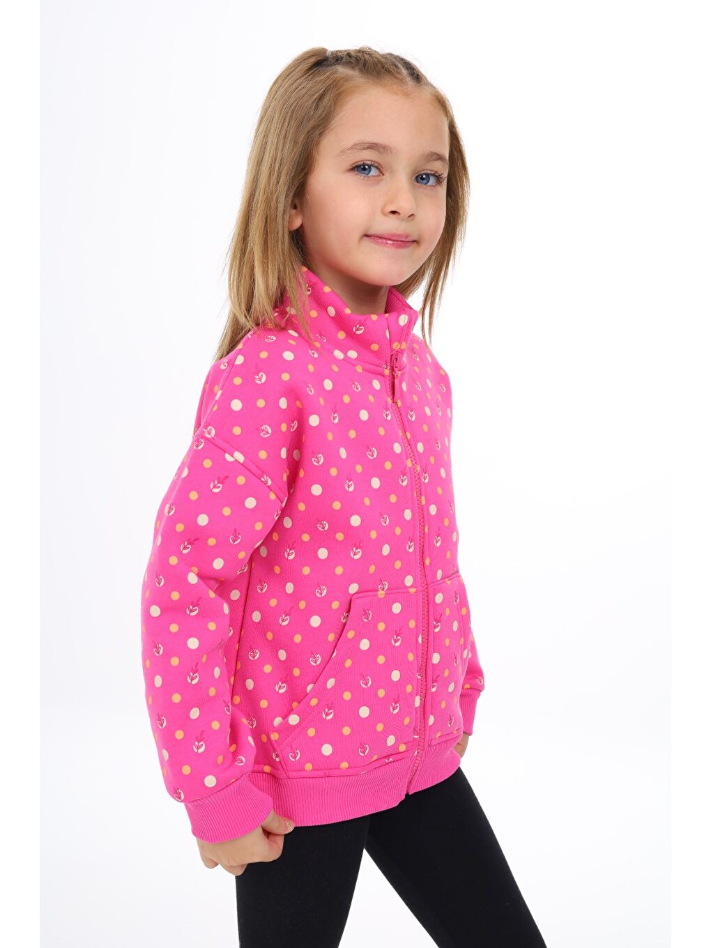 Fuşya Kız Çocuk Baskılı Hırka-1