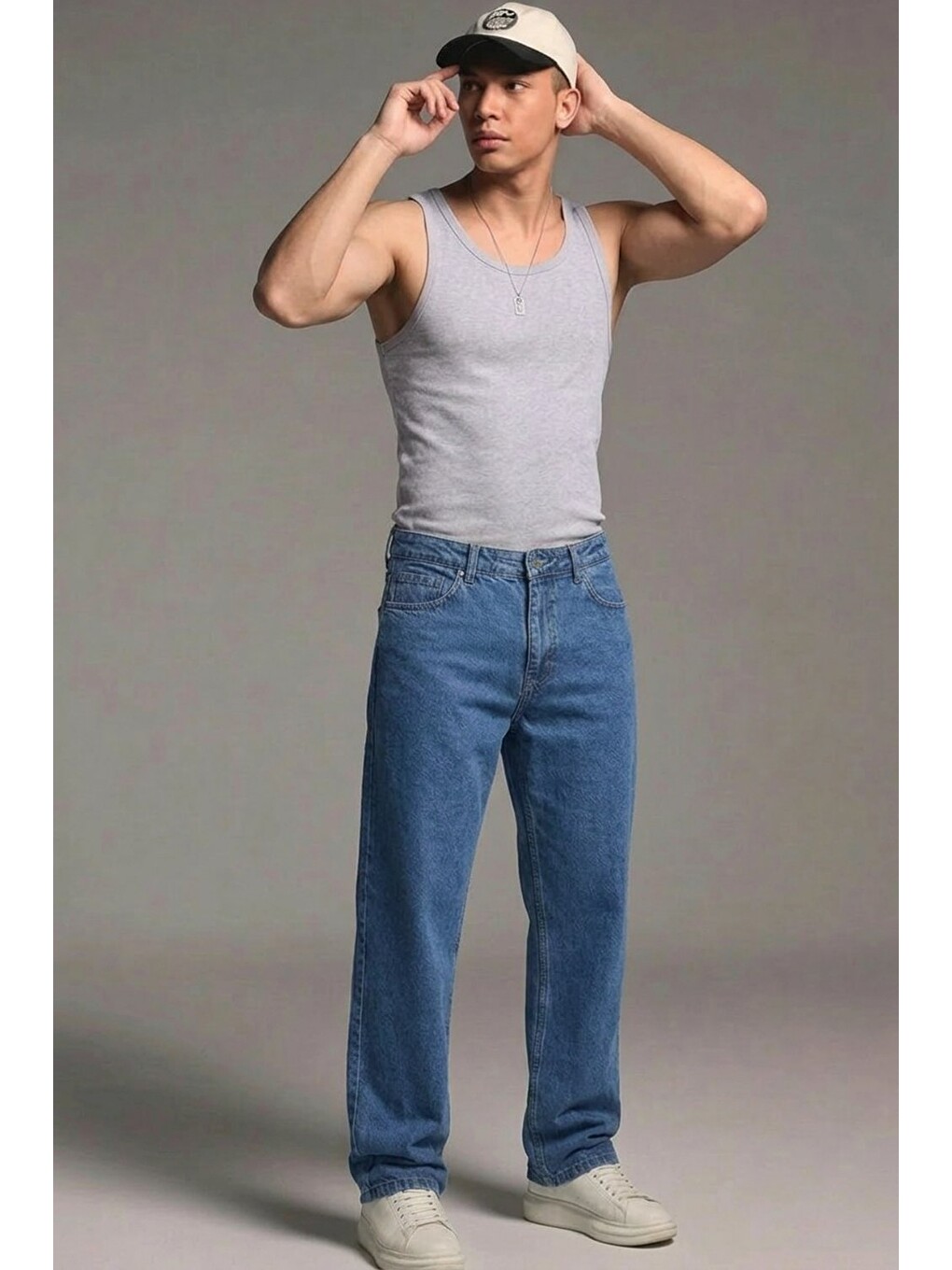 Erkek Relaxed Fit  5 Cepli Mavi Jean Pantolon-1