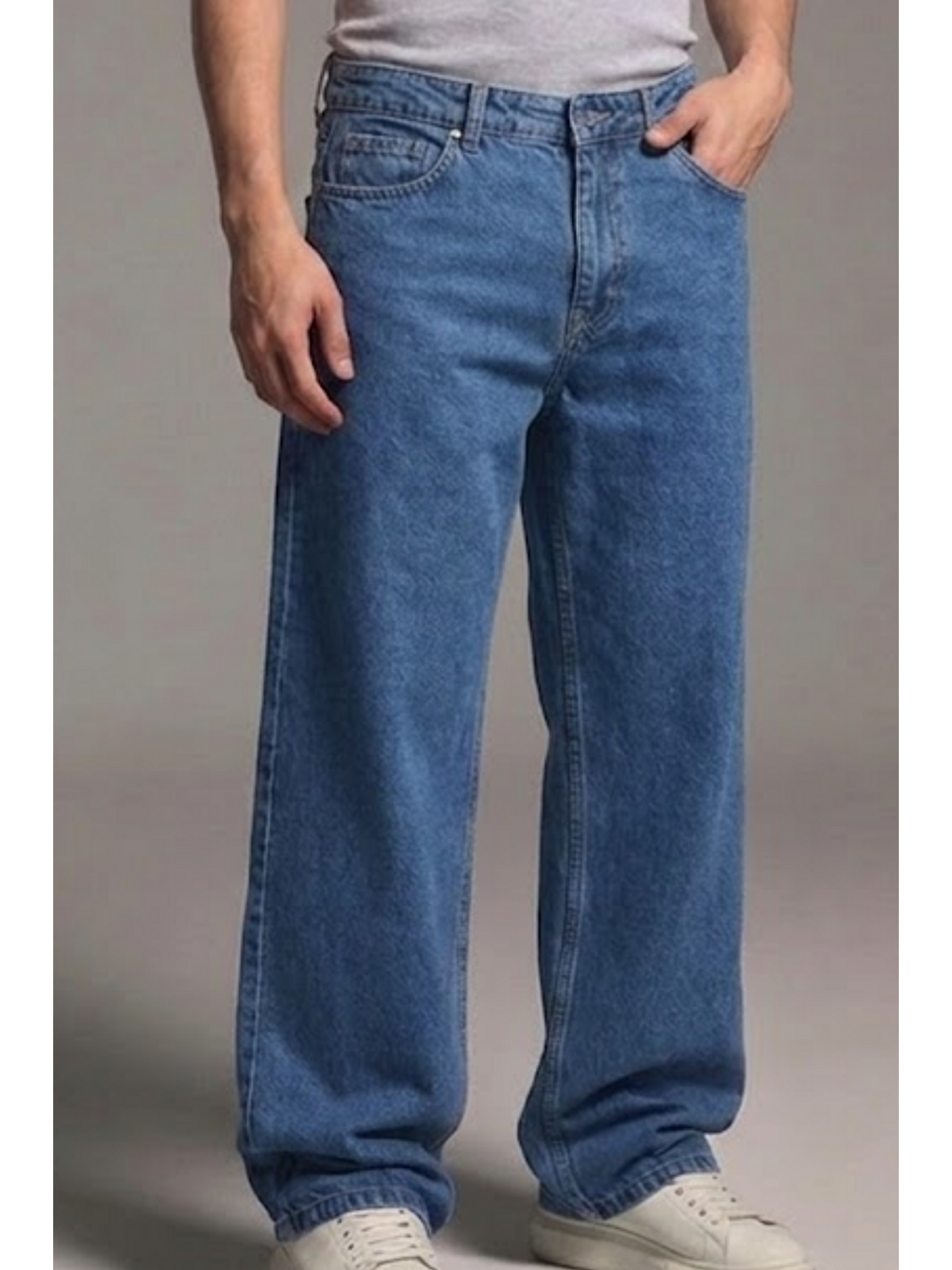 Erkek Relaxed Fit  5 Cepli Mavi Jean Pantolon-4