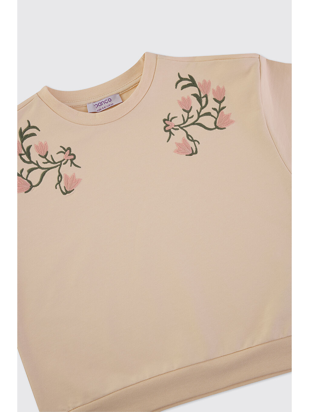 Kız Çocuk Nakış Detaylı Bej Sweatshirt-4