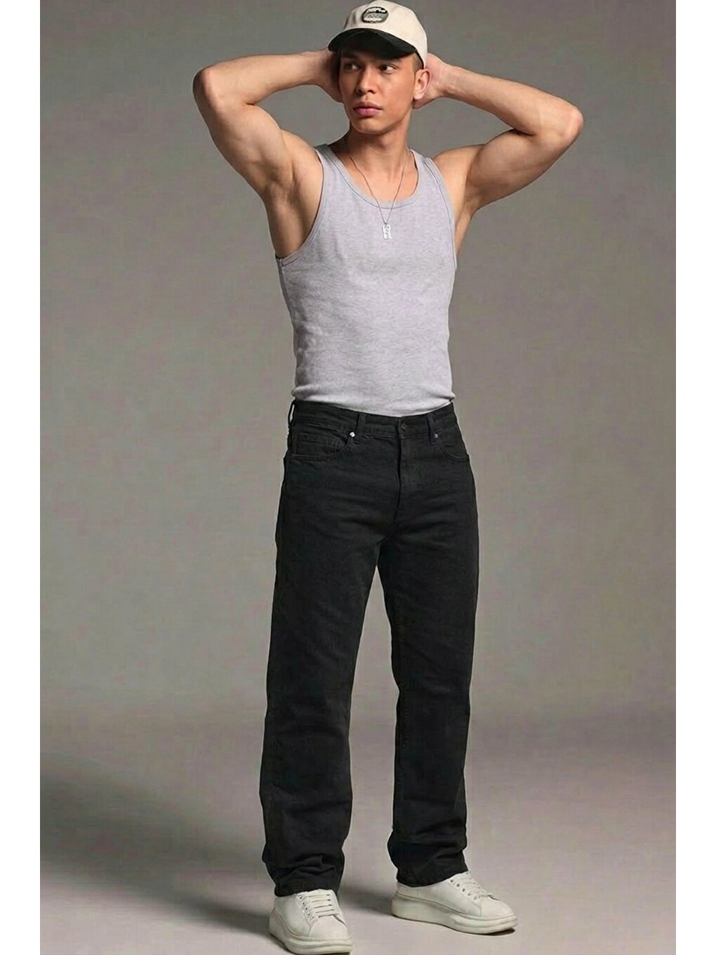 Erkek Relaxed Fit  5 Cepli Siyah Jean Pantolon-1