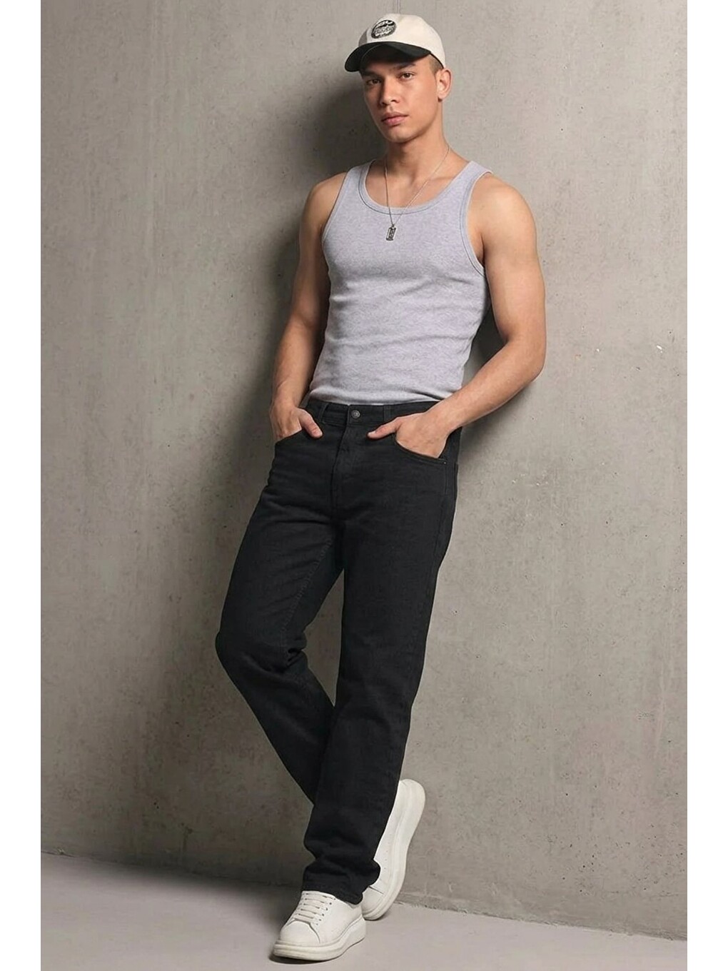 Erkek Relaxed Fit  5 Cepli Siyah Jean Pantolon-3