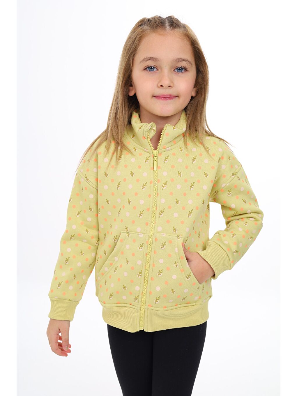 Yeşil Kız Çocuk Baskılı Hırka-3