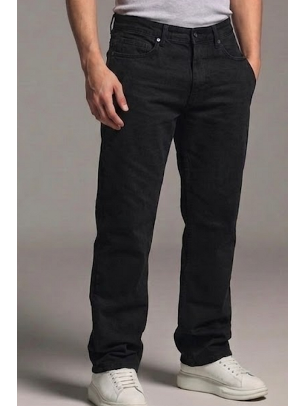 Erkek Relaxed Fit  5 Cepli Siyah Jean Pantolon-4