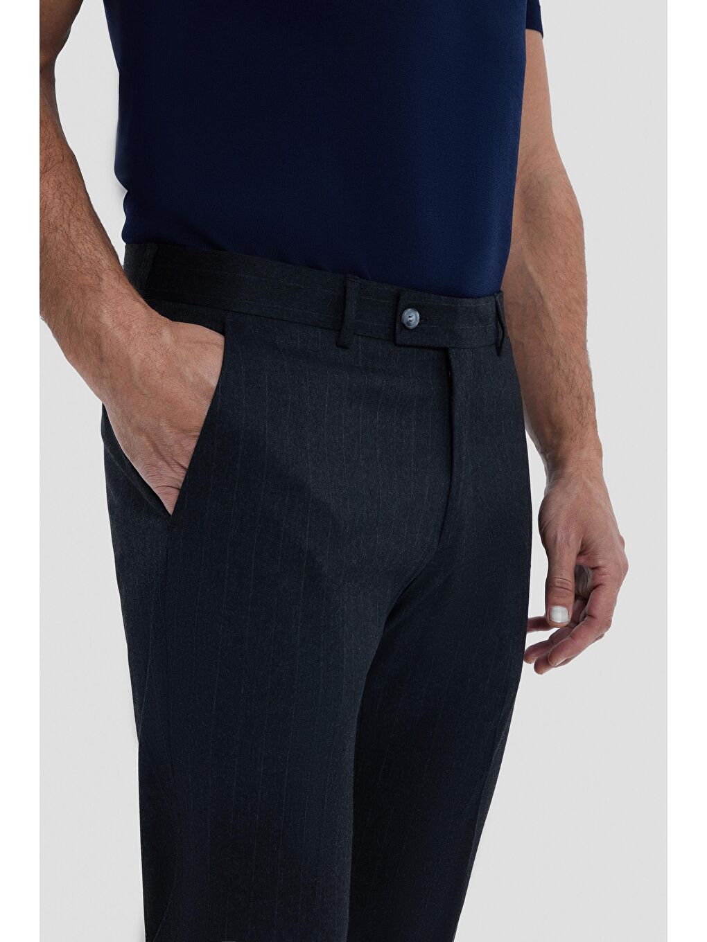 Çizgili Chino Erkek Pantolon Antrasit-1