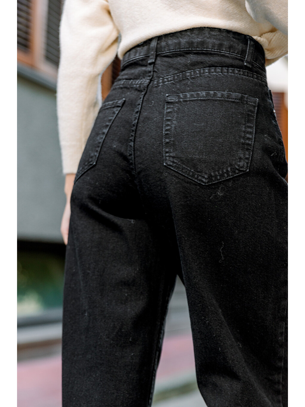Gri Yüksek Bel, Geniş Paça Denim Geniş Paça Palazzo Kadın Jean Jean Pantolon @Asti-7
