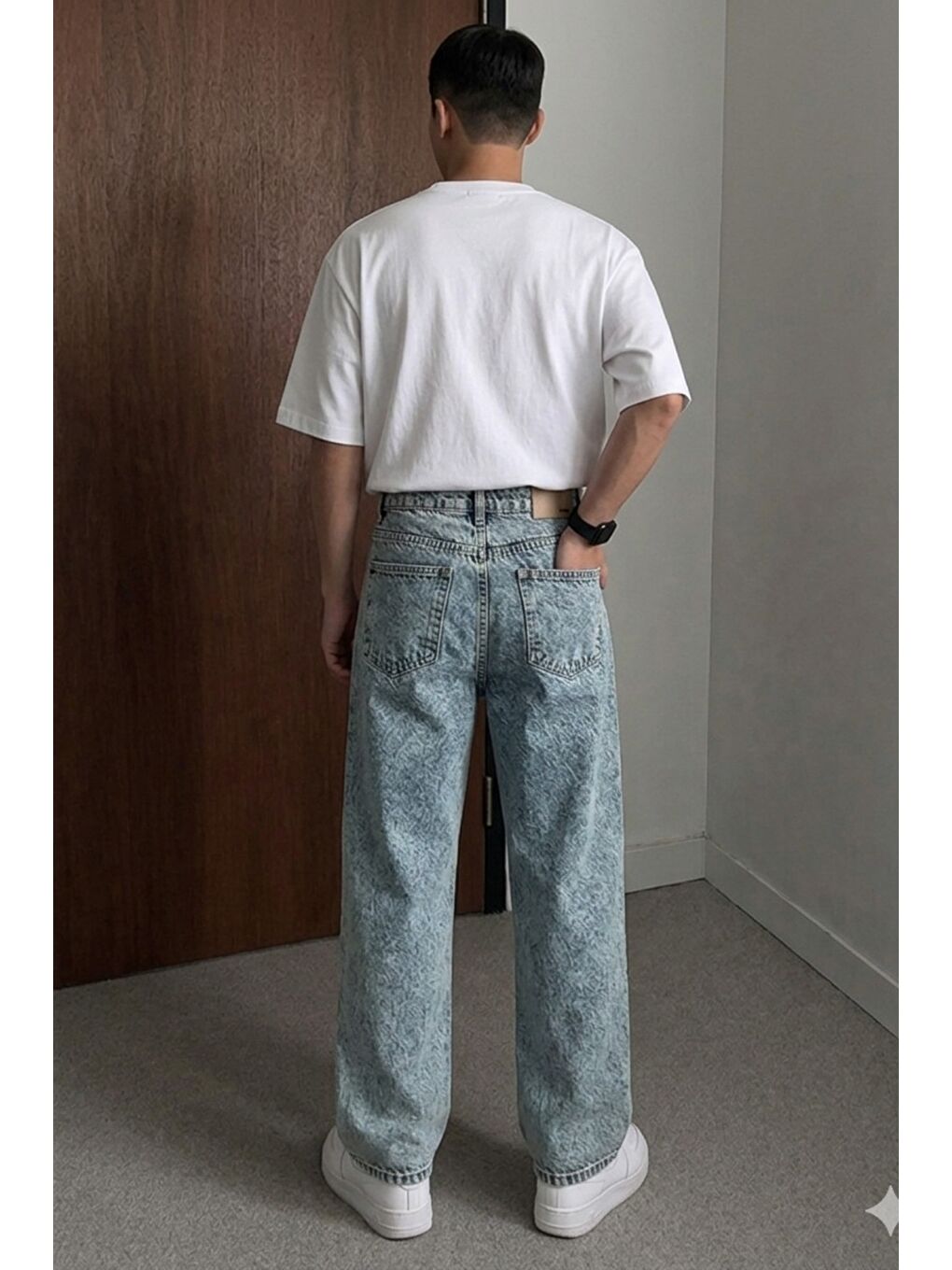 Mavi Bol Paça Rahat Kesim Jean Pantolon-2