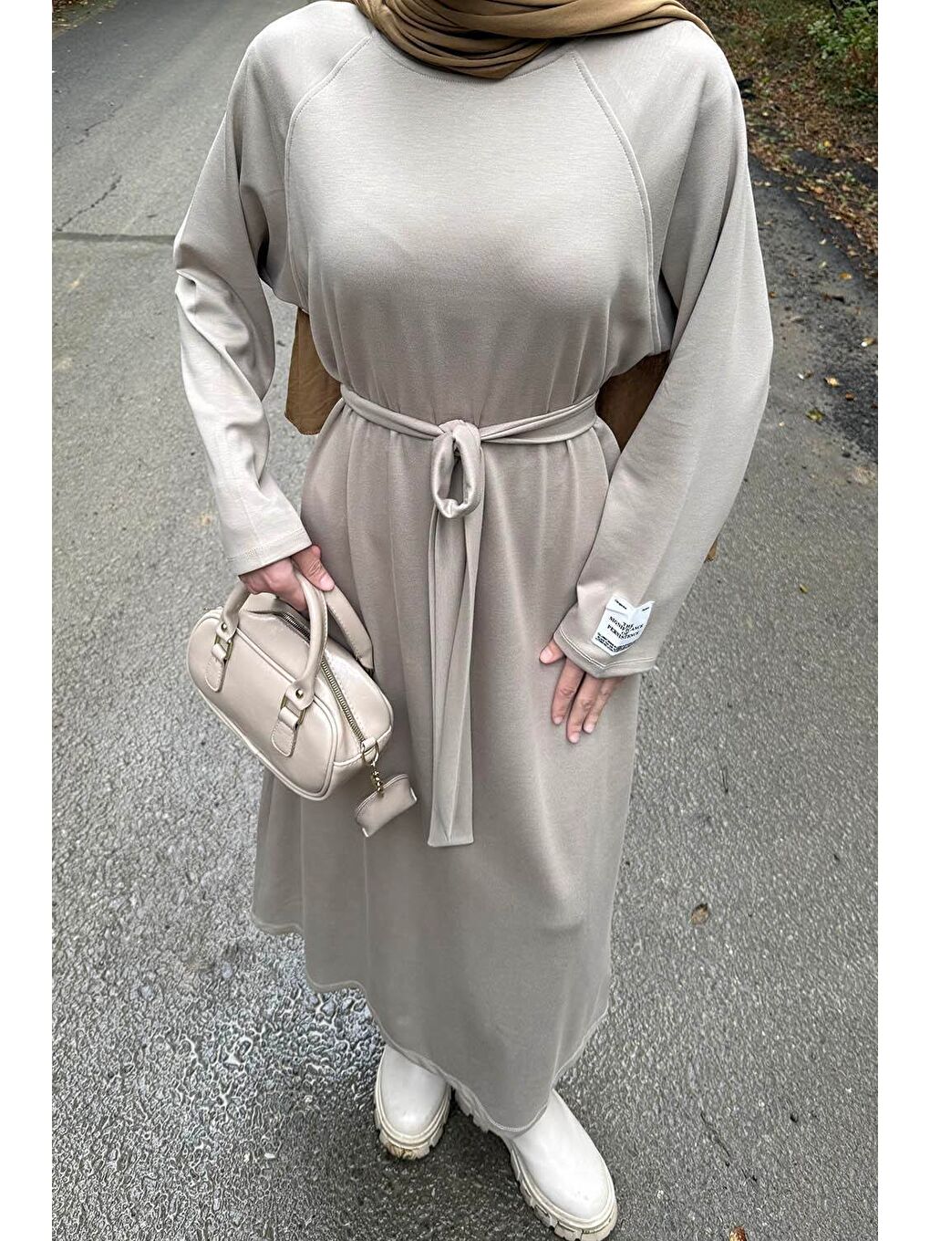 Arma Detaylı Elbise Bej-2