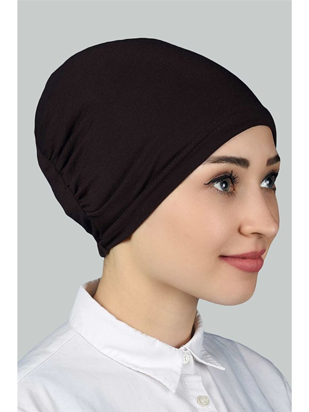 Altobeh Kahverengi Hazır Pratik Geçmeli Lastikli Tesettür Bone