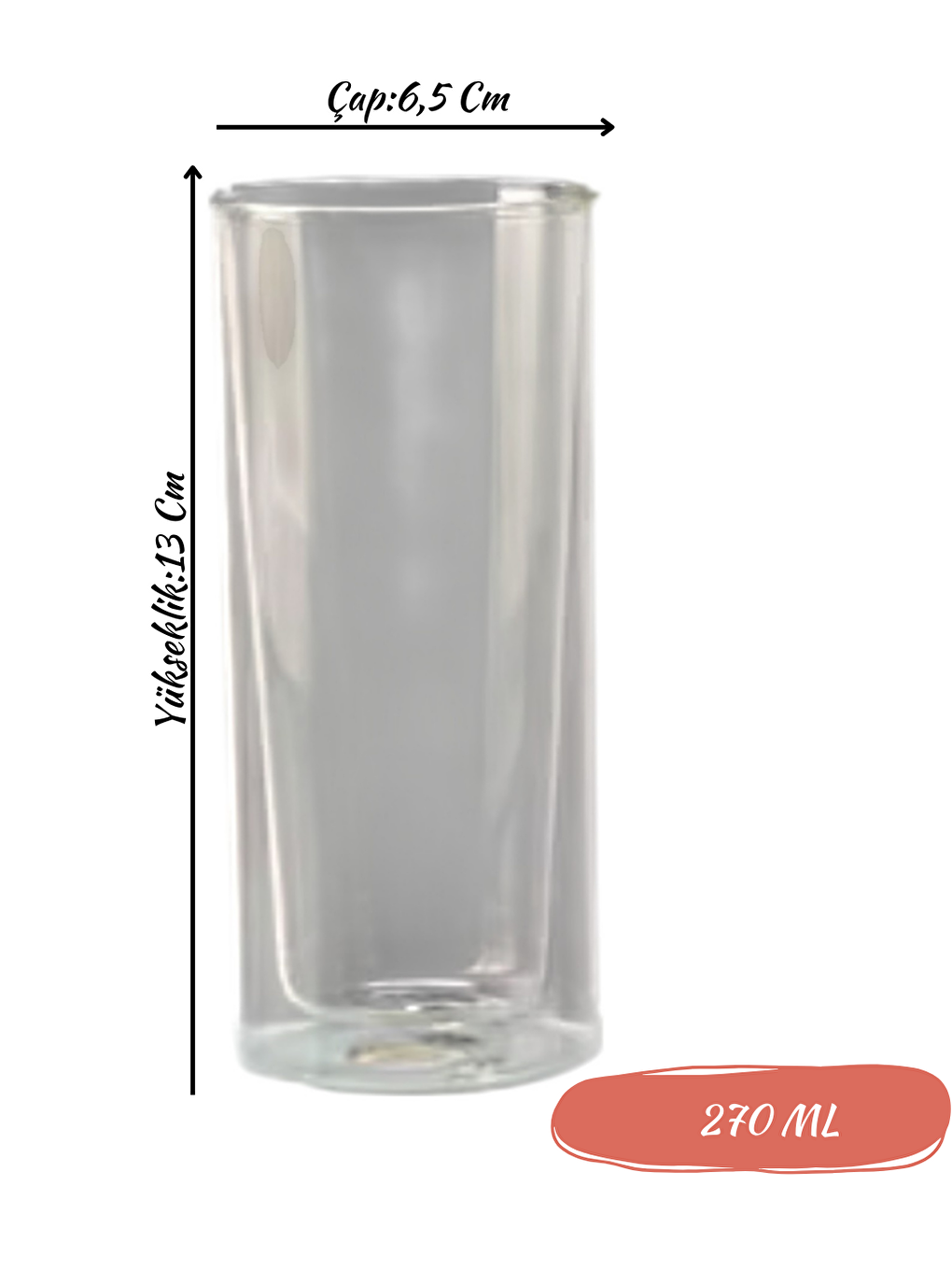 Kitchen Design Lab Renksiz Uzun Cam Bardak Seti 270 ml 6 Adet 2325 - 5