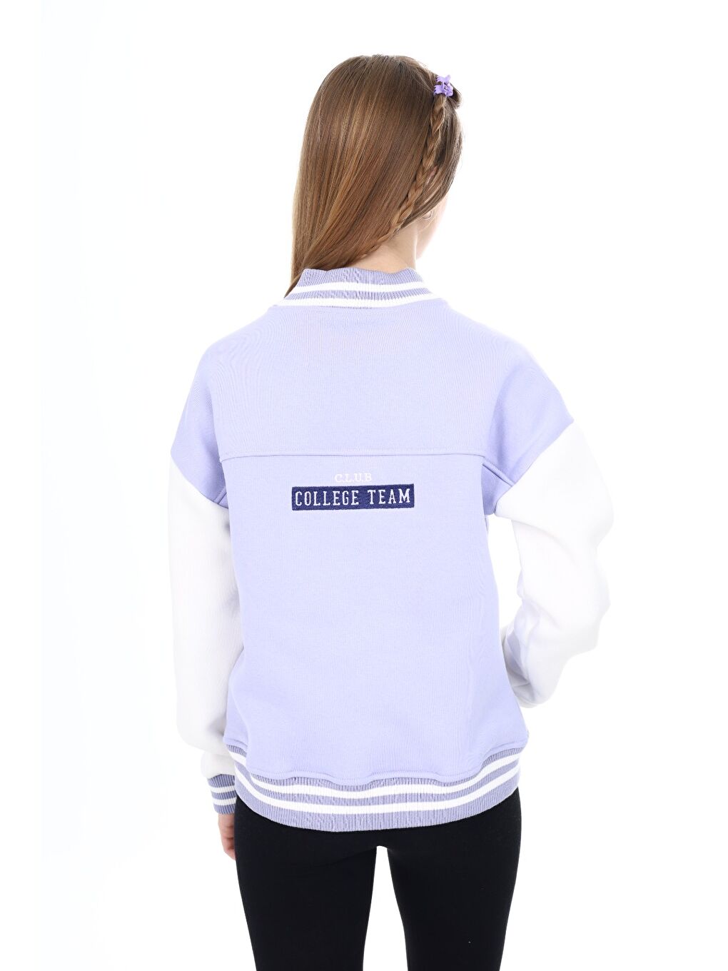 Lila Kız Çocuk Nakışlı Kolej Hırka-4