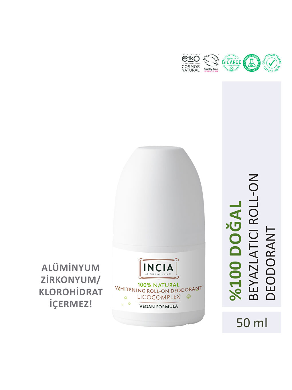 %100 Doğal Roll On Deodorant Beyazlatıcı Ter Kokusu Önleyici Lekesiz 50 ml