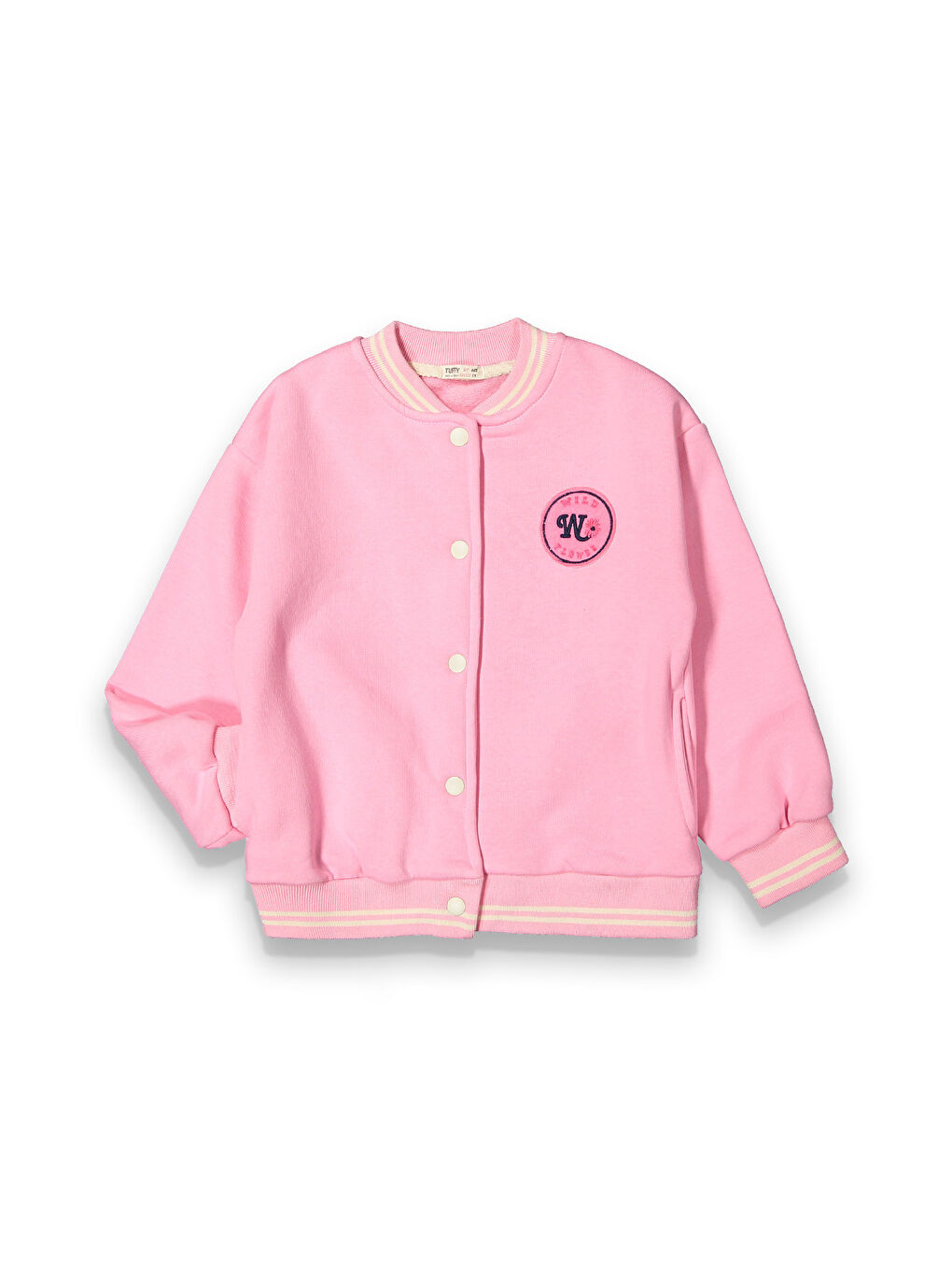 MİSSTUFFY Pembe Kız Çocuk 3 İplik Oversize Kolej Ceket