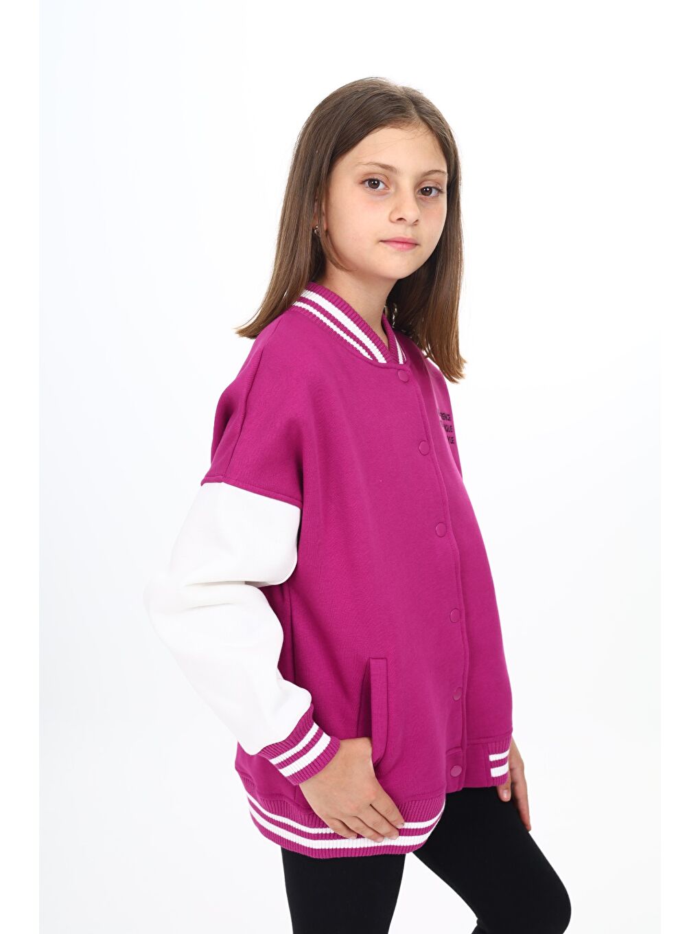 Mürdüm Kız Çocuk Nakışlı Kolej Hırka-2