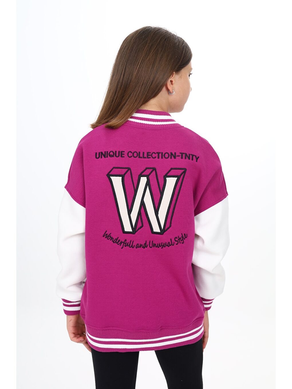 Mürdüm Kız Çocuk Nakışlı Kolej Hırka-3