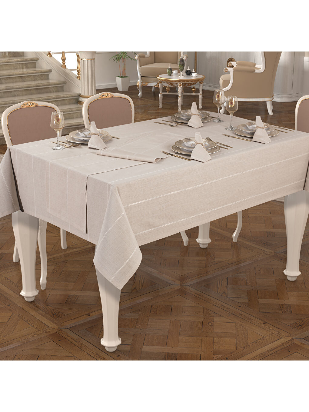Home Dora Masa Örtüsü 10 Parça-Bej