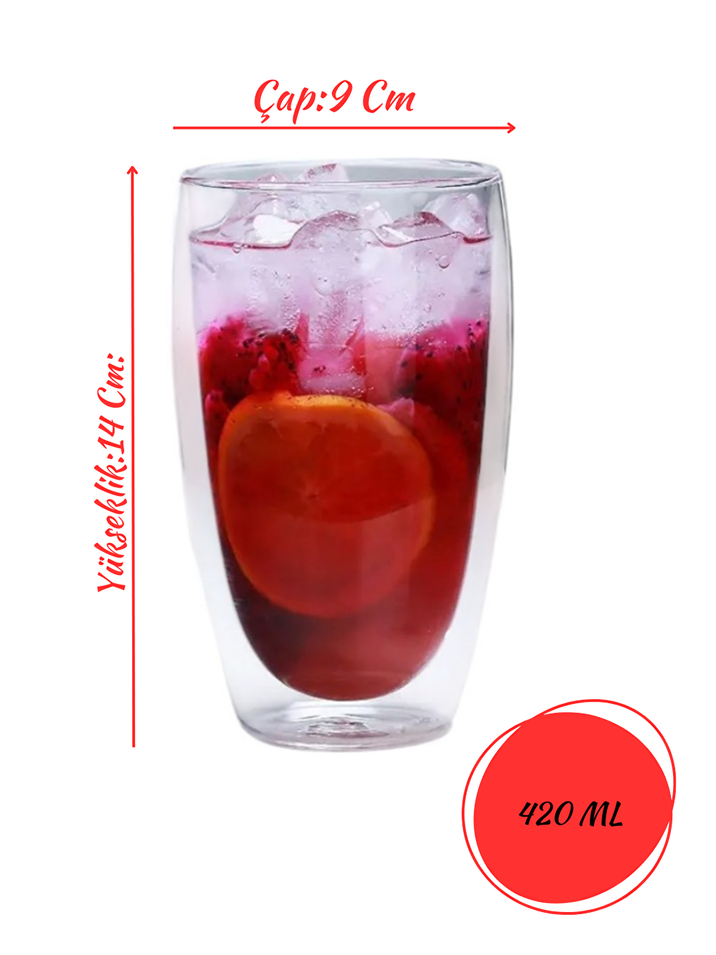 Renksiz Cidarlı Büyük 420 ml Bardak Seti 2 Adet 2773-4