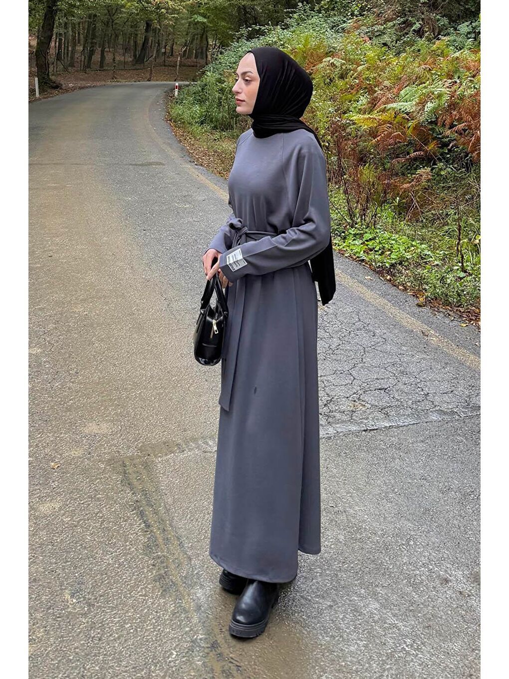 Arma Detaylı Elbise Antrasit-1