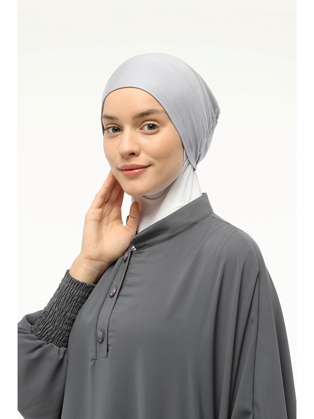 Altobeh Gri Hazır Pratik Geçmeli Lastikli Tesettür Bone - 4