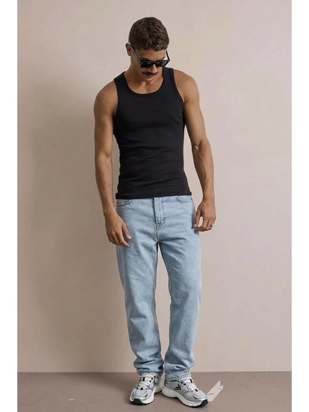Erkek Yüksek Bel Comfort Buz Mavi Jean Pantolon-2