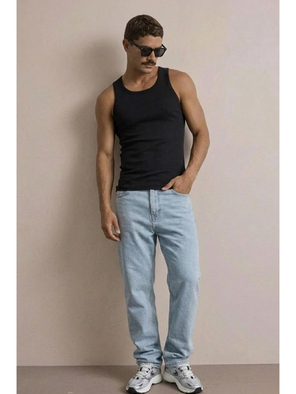 Erkek Yüksek Bel Comfort Buz Mavi Jean Pantolon-3