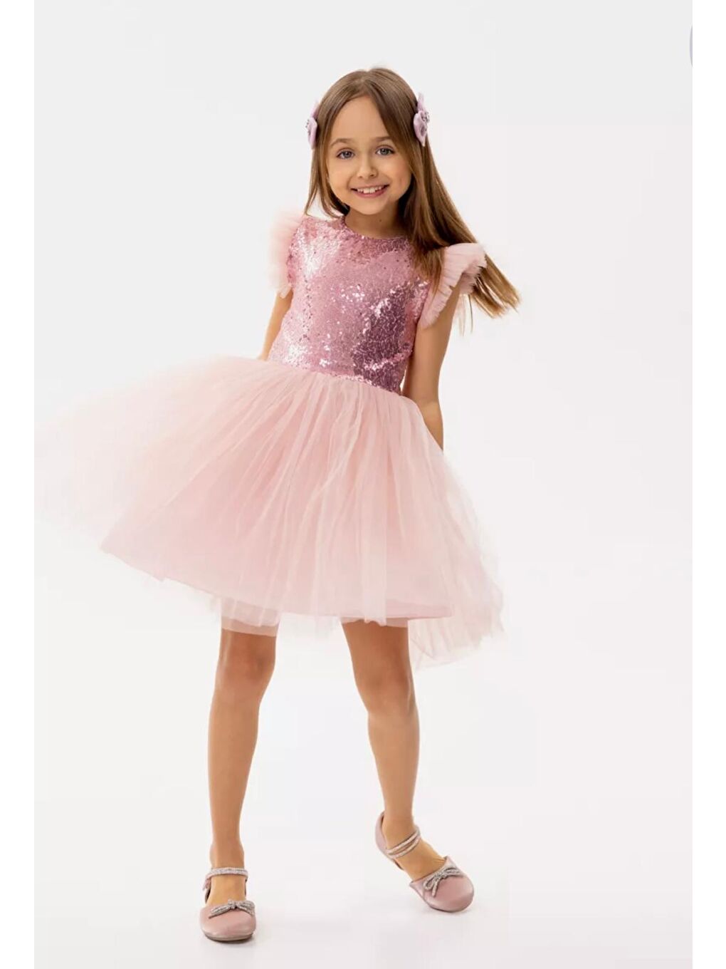 Pembe Tüllü Kız Çocuk KPL Elbise MNK0526-6