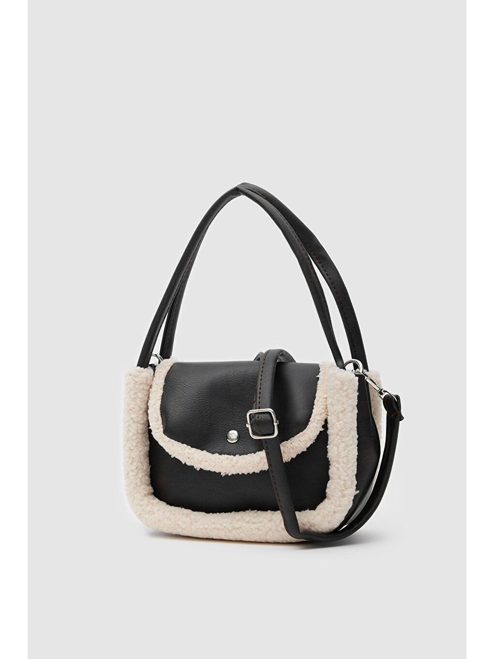 Kahverengi Sam Kürklü El Ve Çapraz Çanta Acı Kahve-1