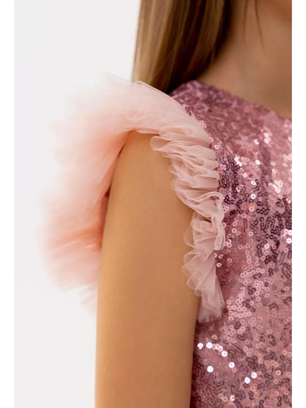 Pembe Tüllü Kız Çocuk KPL Elbise MNK0526-8